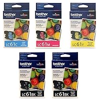 Brother LC-61 Ink Cartridge Set of Cyan,Magenta, Yellow - 1 Each, Black -2 Pack in Retail Packing