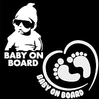 Baby on Board Sign Car Window Bumper Decal Sticker - Carlos from The Hangover & Baby Footprint in Heart Design Bundle
