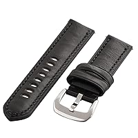 Clockwork Synergy - Gentlemen’s Collection Ss Leather Watch Band Straps 26mm - Black Vintage - Men Women