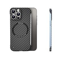 2022 New Carbon Fiber Texture Frameless for Magnetic Charging Phone Case, Carbon Fiber Half-Pack Phone Case for iPhone 11/12/13 Pro Max (Black,for iPhone 13 Pro Max)