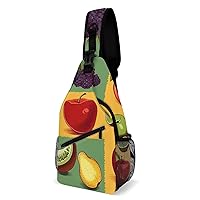 Chest Bag Sling Bag for Men Women Art Style Fruit Sport Sling Backpack Lightweight Shoulder Bag for Travel