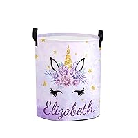 Personalized Laundry Baskets Hamper Collapsible Clothes Storage Basket with Handle for Bathroom Decor Living Room Bedroom (Unicorn 02)