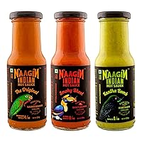 Naagin Indian Hot Sauce Combo (The Original x 1, Smoky Bhoot x 1 & Kantha Bomb x 1) Pack of 3 (24.33 oz) | Spicy | Made with Premium Chillies | Instant Taste Upgrade | 100% Vegan