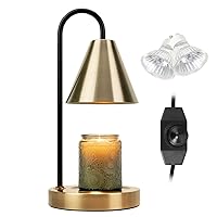 Candle Warmer Lamp,Electric Candle Warmer with Dimmable Light,Scented Wax Melter,No Smoke,Compatible with Various Jar,with 2 Light Bulbs,Home Decor Gifts-Bronze