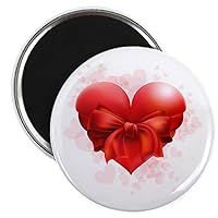 2.25 Inch Magnet Heart with Red Bow