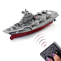 Tipmant Military Remote Control Aircraft Carrier Model RC Boat Ship Speedboat Yacht Electric Water Toy - Silver (2.4G No Antenna)