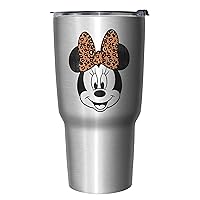 Disney Modern Minnie Face Leopard 27 oz Stainless Steel Insulated Travel Mug, 27 Ounce, Multicolored