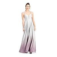 B Darlin Womens Silver Glitter Ombre Spaghetti Strap Sweetheart Neckline Full-Length Fit + Flare Prom Dress Juniors 0