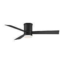 Axis Smart Indoor and Outdoor 3-Blade Flush Mount Ceiling Fan 52in Matte Black with 3500K LED Light Kit and Remote Control works with Alexa, Google Assistant, Samsung Things, and iOS or Android App