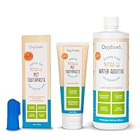 Oxyfresh Premium Pet Dental Care Solution Pet Water Additive and Oxyfresh Premium Dog Toothpaste with Finger Brush Bundle – Best Dog Teeth Cleaning & Dog Plaque and Tartar Fighter – Safe for Cats – Ve
