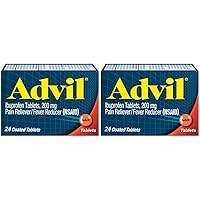 Advil Pain Reliever and Fever Reducer, Pain Relief Medicine with Ibuprofen 200mg for Headache, Backache, Menstrual Pain and Joint Pain Relief - 24 Coated Tablets (Pack of 2)