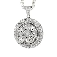 Assorted SizesSterling Silver Cubic Zirconia Iced Out Spinner Wheel Pendant for Men Hip Hop Bling Jewelry