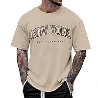 Letter Graphic T Shirts for Men Summer Casual Short Sleeve Cotton Crew Neck Athletic Workout Muscle Shirts Streetwear