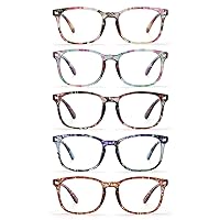 CCVOO 5 Pack Reading Glasses Blue Light Blocking Women/Men, Anti UV Ray/Glare Readers Fashion Eyeglasses with Spring Hinge