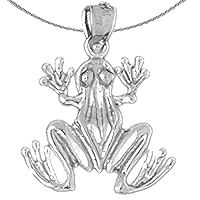 Silver Frog Necklace | Rhodium-plated 925 Silver Frog Pendant with 18