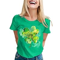 Tight Shirts for Women 2024 Womens Fashion St. Patrick's Day Printed Round Neck Short Sleeve Casual Top T Shir