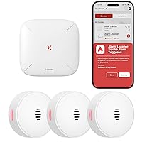 X-Sense Wi-Fi Alarm Listener Kit with Voice Location, Cost-Free Real-Time Notifications, Works with All Smoke Detectors and Carbon Monoxide Detectors, 3 Listeners & 1 Base Station, Model SAL301