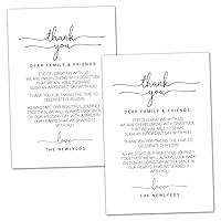 Wedding Reception Thank You Cards, Pack of 50 Thank You Placecards for Wedding Table Centerpieces, Wedding Decorations, Menu Place Setting Card Notes for Guests, Family, and Friends.