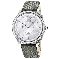 GV2 Women's Siena Genuine Diamond Watch, Genuine Textured Suede Hand Made Italian Straps with Tang Buckle