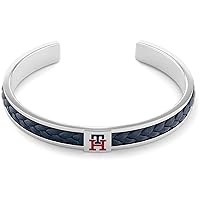 Tommy Hilfiger Men's Bracelet from the Metal Meets Braids Collection Brand. Jewel Made of Stainless Steel and Navy Blue Leather, Size: 190mm. The reference is 2790490, one size, Stainless Steel, One