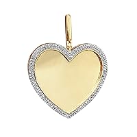10K Yellow Gold Diamond Heart Picture Memory Frame Pendant for Men and Women | 1.7 x 1.2 inch Genuine Authentic Round Cut Real Diamonds Necklace Chain Mens Charm Pendant 0.47 Ct (I2-I3 Clarity; G-H Color) | Jewelry Gift Box