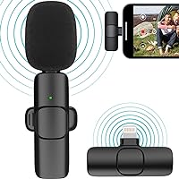 Wireless Microphones YouTube, TikTok, Facebook Live Stream, Recording, Interview, Noise Reduction Auto-Sync, Plug-Play, NO APP or Bluetooth Needed (Lightning Port)