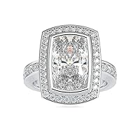 VVS Moissanite Engagement Ring Studded with 0.63 Ct Natural & 2.7 Ct Center Moissanite Diamond in 18k White/Yellow/Rose Gold | Halo Engagement Ring | Anniversary Ring For Couple (IJ-SI, G-VS2)