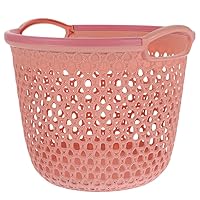 BESTOYARD Plastic Clothes Laundry Basket Hamper Clothes Storage Basket Multi-functional Portable Flexible Laundry Basket Sundries Organizer Pink