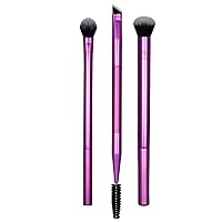 Eye Shade & Blend Makeup Brush Trio, For Eyeshadow & Liner, Makeup Tools for Shaping & Grooming Brows, Defined Makeup Look, Synthetic Bristles, Vegan & Cruelty-Free, 3 Count