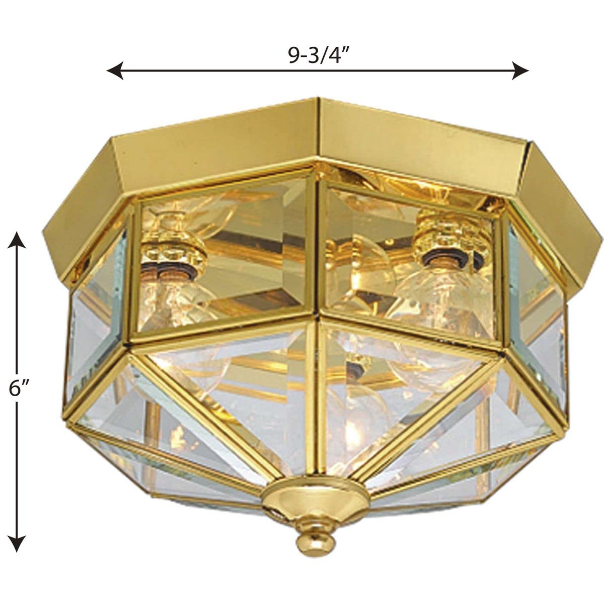Progress Lighting P5788-10 Beveled Glass Close-to-Ceiling, 9-Inch Diameter x 7-Inch Height, Brass