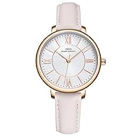 レザーWomen Watches on SaleエレガントスタイルSmall Ladiesグレー、パープル、ホワイトWatch Band Round Watch Case 8240L-White