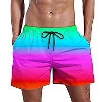 Shorts for Mens Summer Fall Gradient Loose Fit Beach Hawaiian Pleated Tropical Straight Leg Shorts Man 2024 Trendy