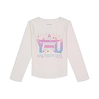 Nautica Girls' Long Sleeve Graphic T-Shirt, Flip Sequin and Glitter Embellishments