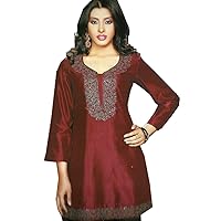 Silk Kurti Top for Women, Plus Size Tunic, Bohemian Embroidered Top, Bohemian Silk Top Blouse, Party Wear Dress