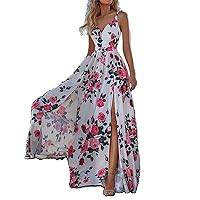Elegant Floral Long Dresses Women Sexy -Neck Print Suspenders Dress Summer Female Seaside Holiday Beach -