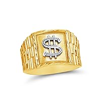 Sonia Jewels 14k Yellow Gold Men's Cash Money Dollar Sign Ring