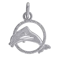 10k White Gold Womens Sparkle Cut Dolphin In Ring Charm Pendant Necklace Measures 15.5x11.30mm Wide Jewelry for Women
