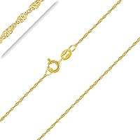Planetys - 18K Gold Plated 925 Sterling Silver Singapore Chain Necklace 1 mm Width Lengths: 16, 18, 20, 22, 24, 26, 28