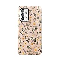 BURGA Phone Case Compatible with Samsung Galaxy A53 - Hybrid 2-Layer Hard Shell + Silicone Protective Case -Peach Marble Flowers Blossoms Floral Vintage Cute - Scratch-Resistant Shockproof Cover