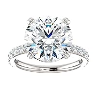 Shree Diamond 5 CT Round Cut Colorless Moissanite Engagement Ring Wedding Band Gold Silver Eternity Solitaire Ring Halo Ring Antique Anniversary Promise Bridal Rings