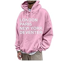 Graphic Hoodies For Men Retro Letter Print Sweatshirts Loose Workout Pocket Pullover Plus Size Hooded Sweatshirt