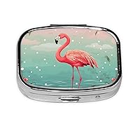 Flamingos Pill Box Metal Pill Case Portable Travel Pill Organizer for Pocket or Purse Decorative Medicine Box Vitamin Container