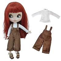 BJD Doll Clothes Overalls + T-shirt 2-piece Set for Blyth,Ob24,Licca,Azone Doll Toys Clothing Accessories (Set1)