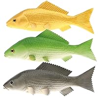 3 Pcs Artificial Black Green Gold Carp Collection Fake Fish Wall Hanging for Home Party Decoration - 9 inch