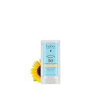 Babo Botanicals Sensitive Baby Mineral Sunscreen Stick SPF 50-70% Organic Ingredients - Zinc Oxide - NSF & Made Safe Certified - EWG Verified - Water Resistant - Fragrance-Free - for Babies & Kids