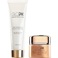 GLO24K Exfoliating Facial Cleanser & Night Cream with 24k Gold, Retinol, and Aloe Vera. Optimize your Daily Beauty Routine.