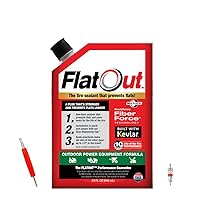 Flat Out Off Road Tire Sealant, Outdoor Power Equipment Formula with Valve Core Tool and Replacement Valve Core, Prevents Flat Tires, Fix a Flat Tire, Seals Leaks, Contains Kevlar, 32 Oz Bag,1-Pack