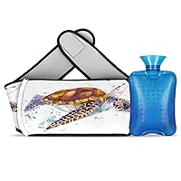 Hot Water Bottles for Pain Relief, Turtle Hot Water Bag with Soft Waist Cover Rubber Water Bag Pouch for Neck and Shoulder Back Hand Legs Feet Warmer