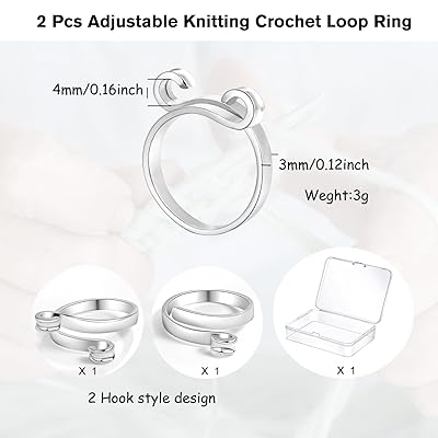 Mua Juszok Adjustable Crochet Ring for Finger,Braided Knitting Ring with  Plastic Box Yarn Tension Rings for Crocheting Knitting Accessories 2 Styles  Silver trên  Mỹ chính hãng 2023