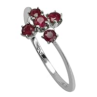 Carillon Ruby Gf Round Shape 2.8MM Natural Earth Mined Gemstone 14K White Gold Ring Unique Jewelry for Women & Men